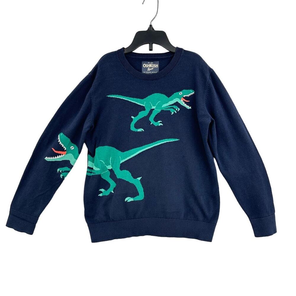 OshKosh B'Gosh, Navy Blue and Green Dino Sweater Boy's Size 12 Preowned